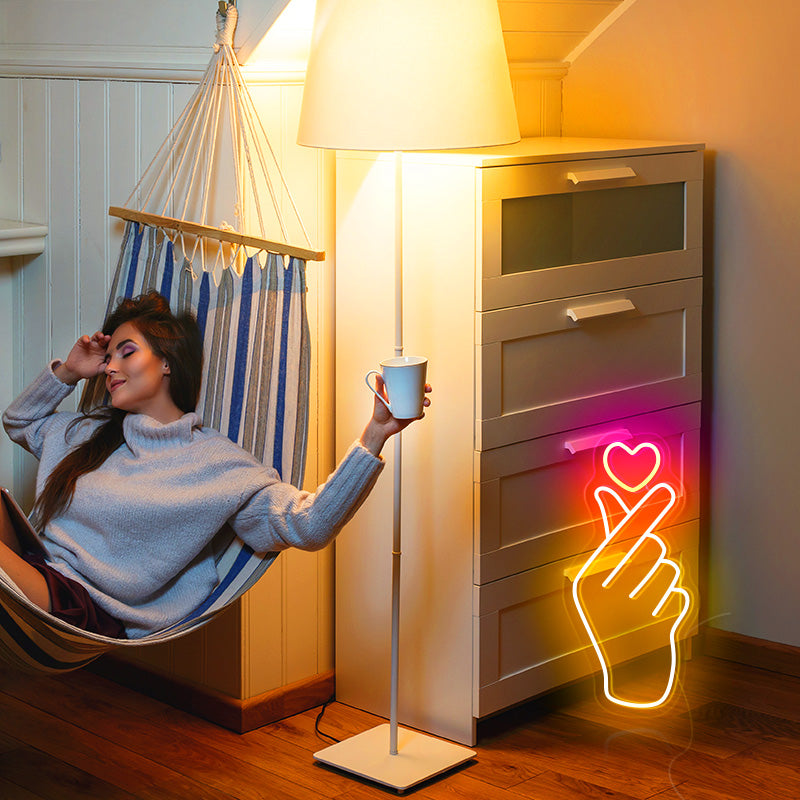 Korean Finger Heart Neon Light