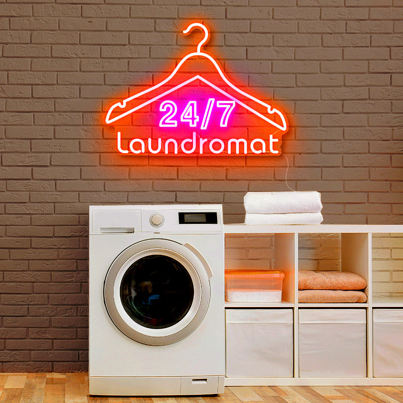 24/7 Hour Laundromat LED Neon Sign