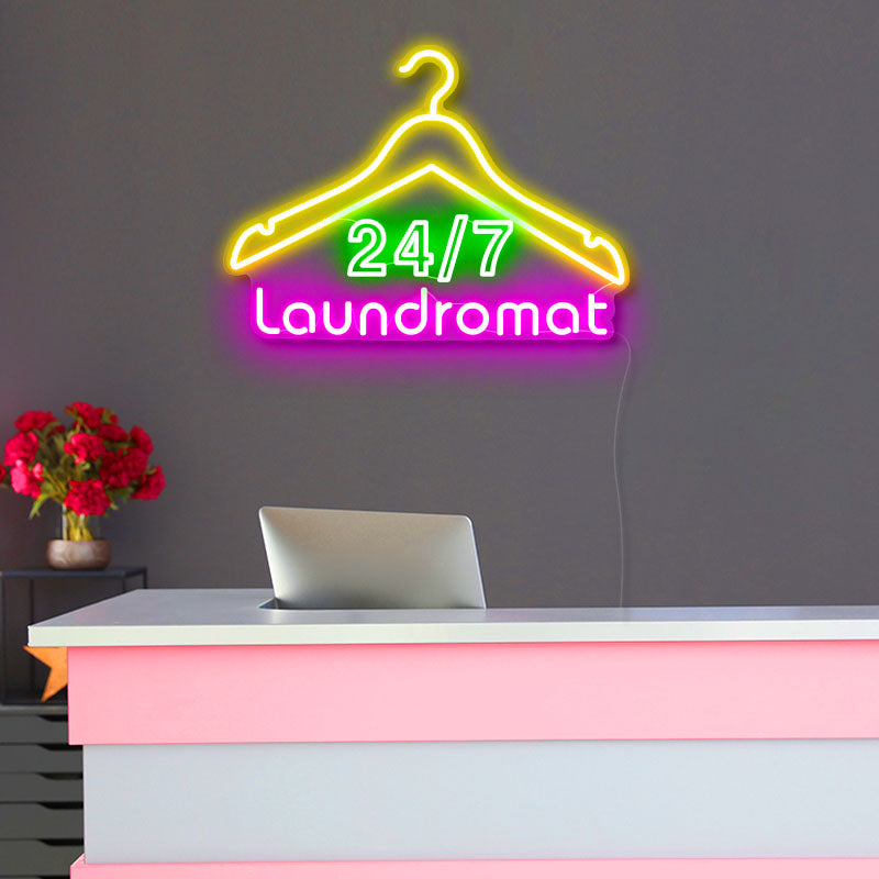 24/7 Hour Laundromat LED Neon Sign