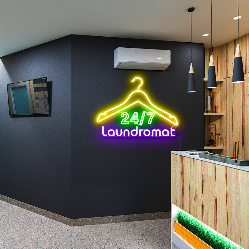 24/7 Hour Laundromat LED Neon Sign