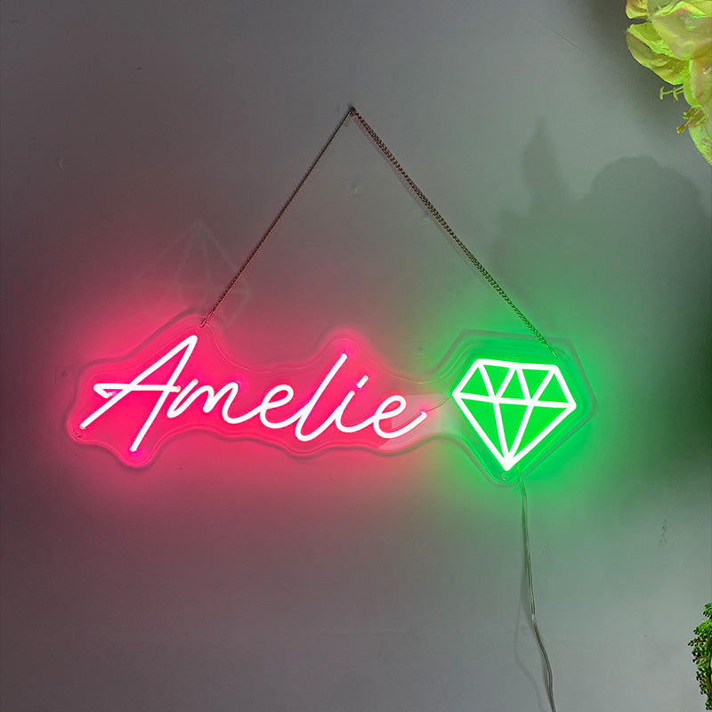 Customisable name neon with diamond