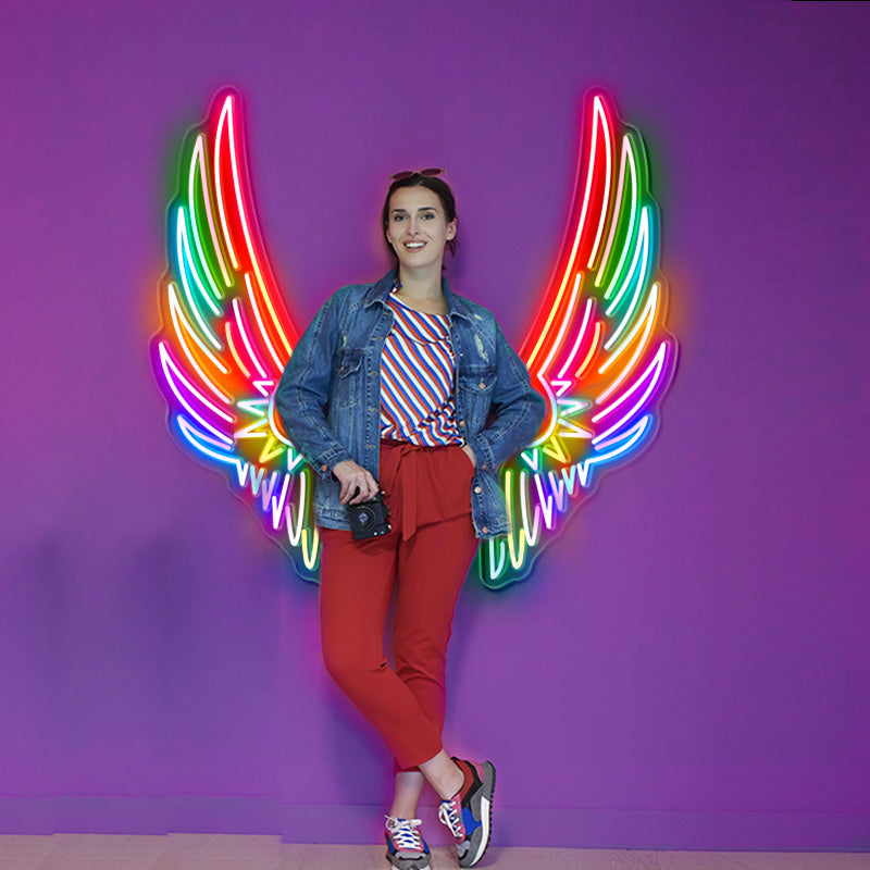 Rainbow Angel Wings Neon Sign