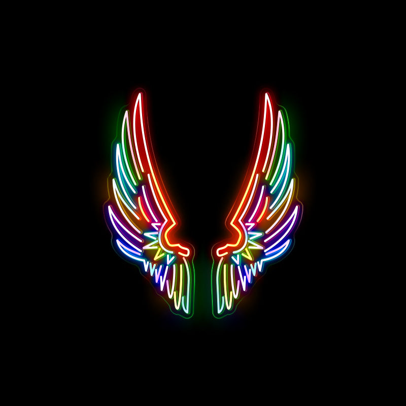 Rainbow Angel Wings Neon Sign
