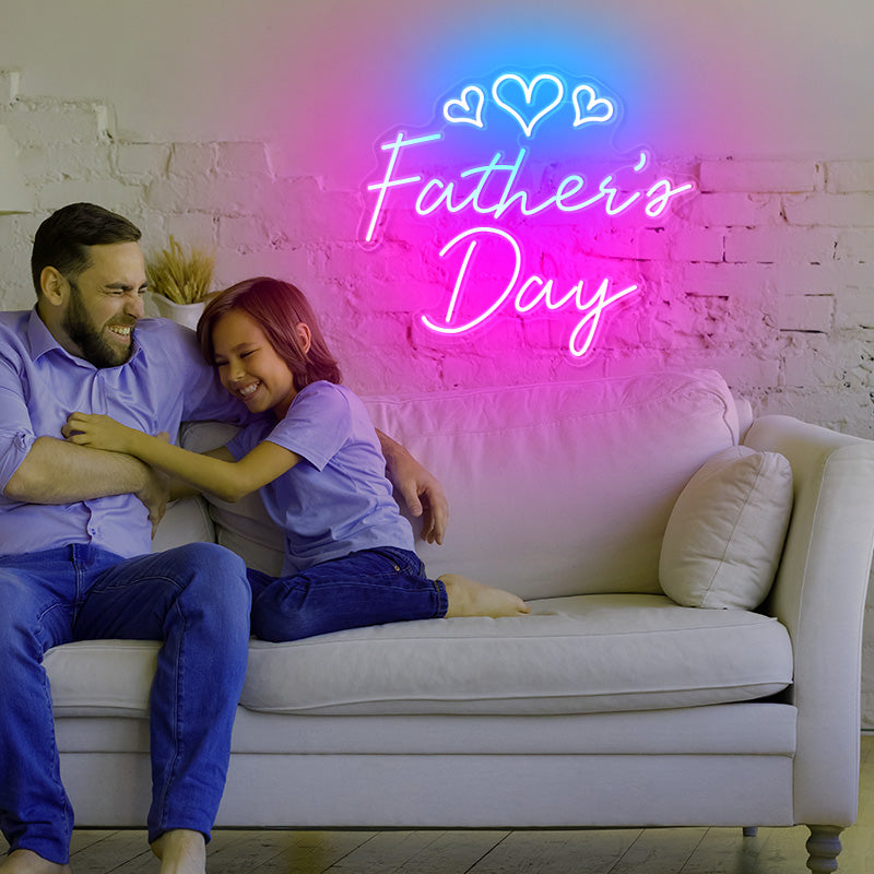 Father's Day with Hearts Neon Sign