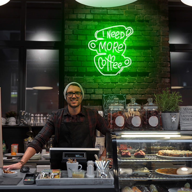 I need more coffee personalized neon