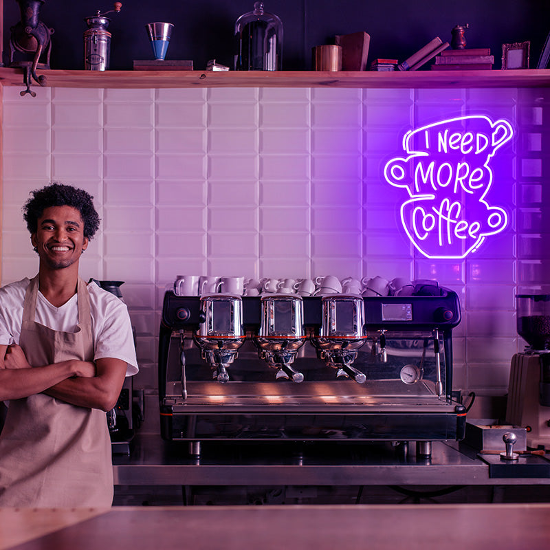 I need more coffee personalized neon