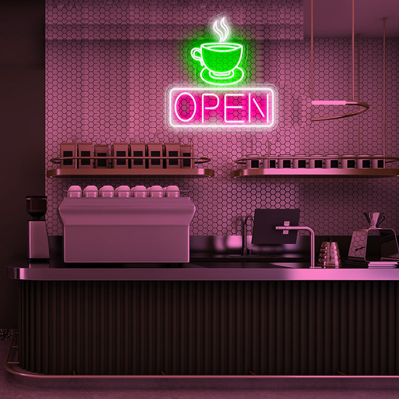 Coffee shop open sign