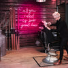 all you need is (not love) great hair neon light in deep pink. Hair salon wall light.