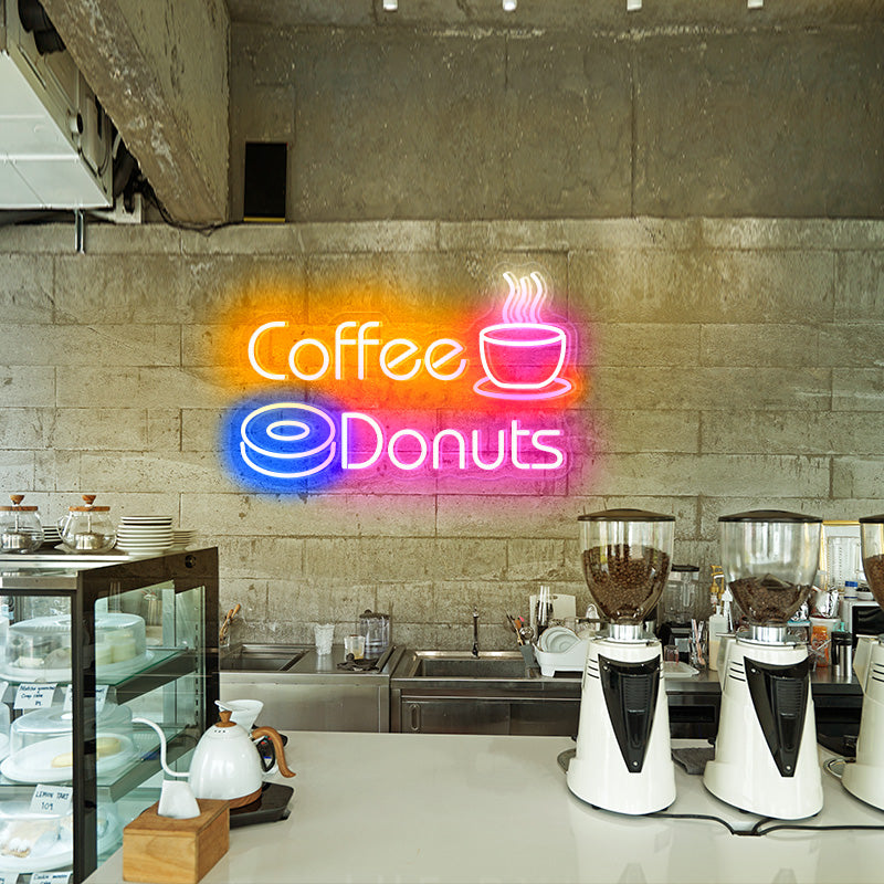Coffee Donuts Neon Art