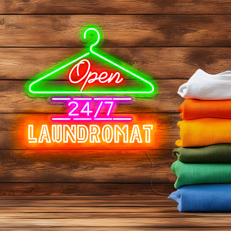 Open Laundromat LED Neon Sign