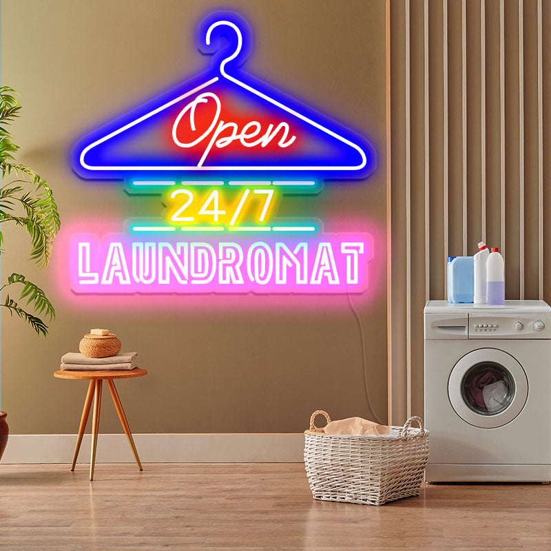 Open Laundromat LED Neon Sign