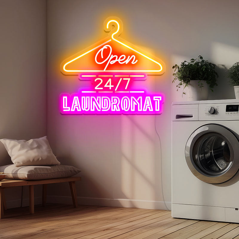 Open Laundromat LED Neon Sign