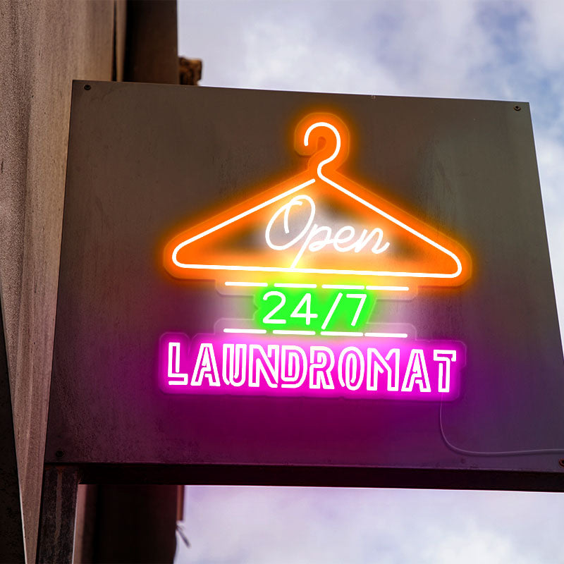 Open Laundromat LED Neon Sign