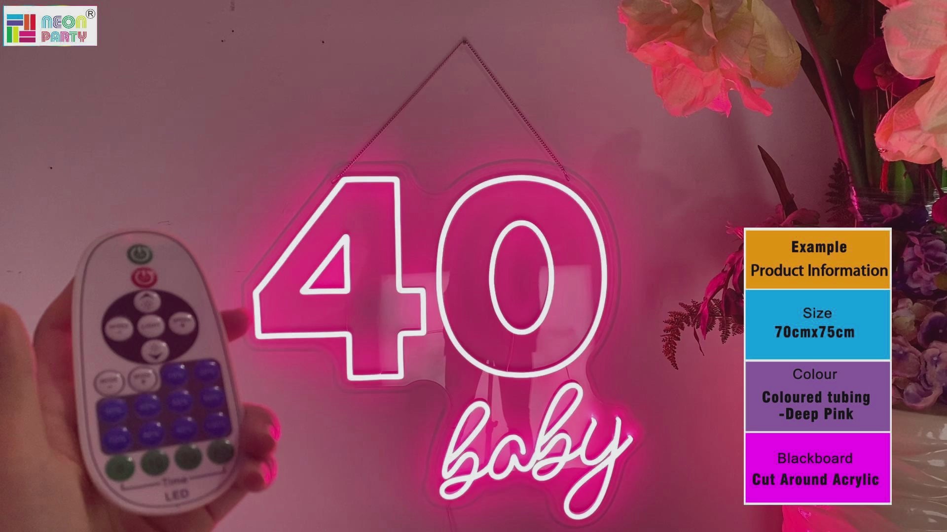 40 baby Birthday Party Neon Sign