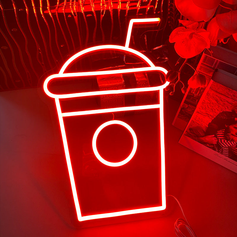 Takeaway Drink Cup with Straw Neon