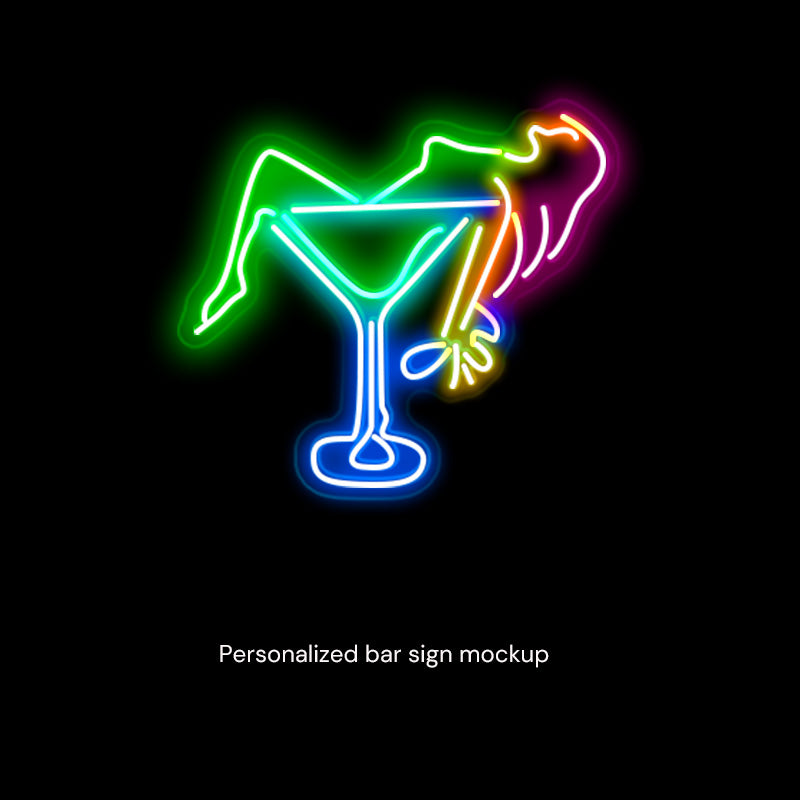 Woman in Martini Glass Multi-Colour Neon Sign
