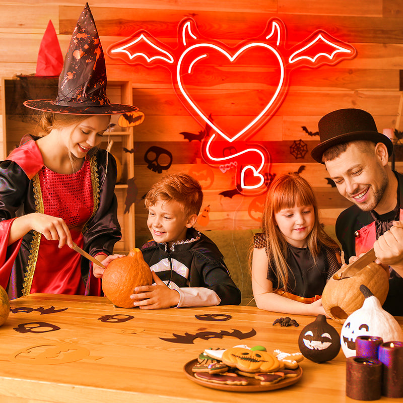Devil Heart Halloween Neon Sign
