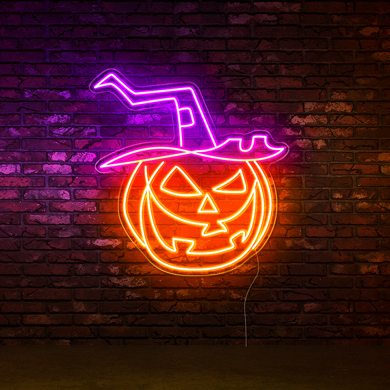 Wizard hat & Pumpkin neon light