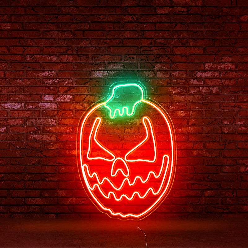 Cute Pumpkin Carving Neon Wall Art