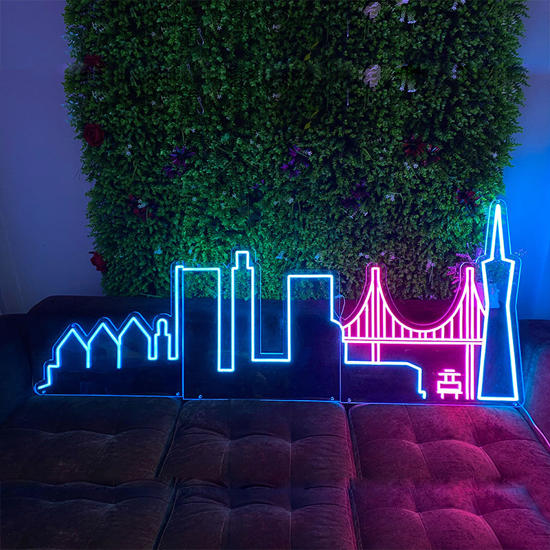 San Francisco skyline neon