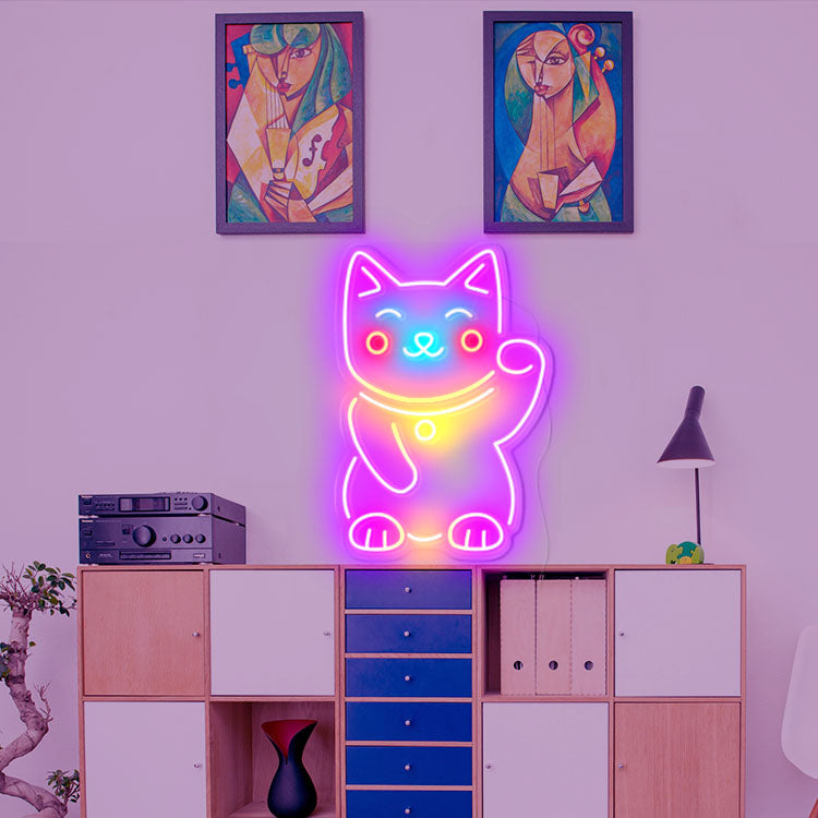 Lucky cat neon art