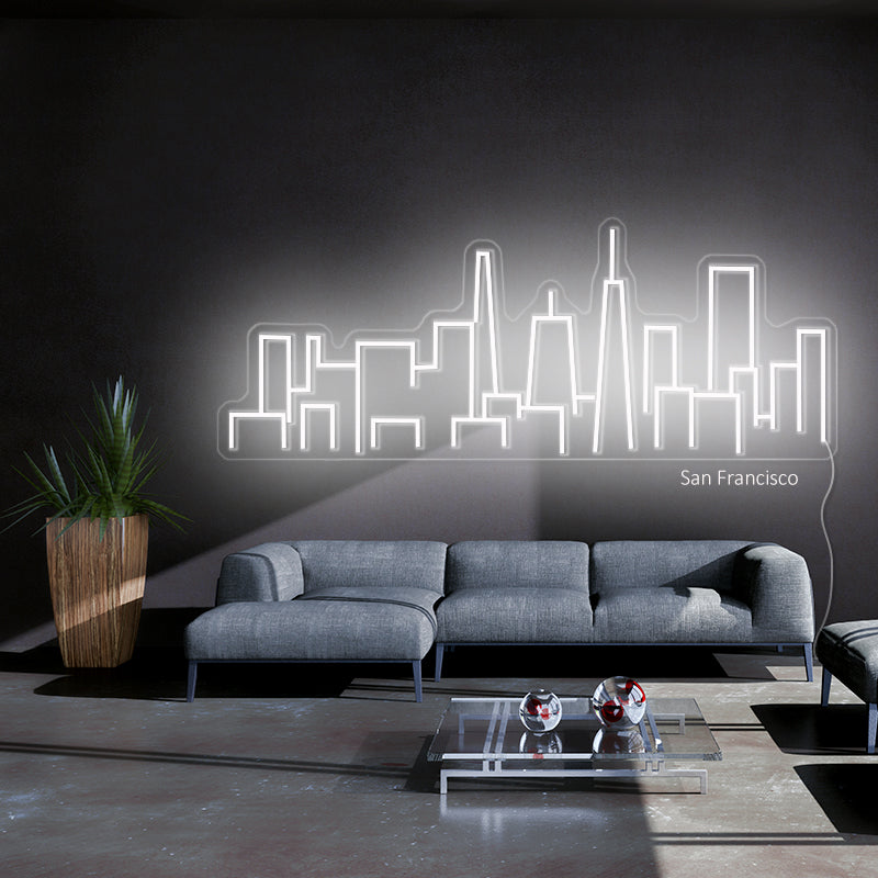 San Francisco skyline neon
