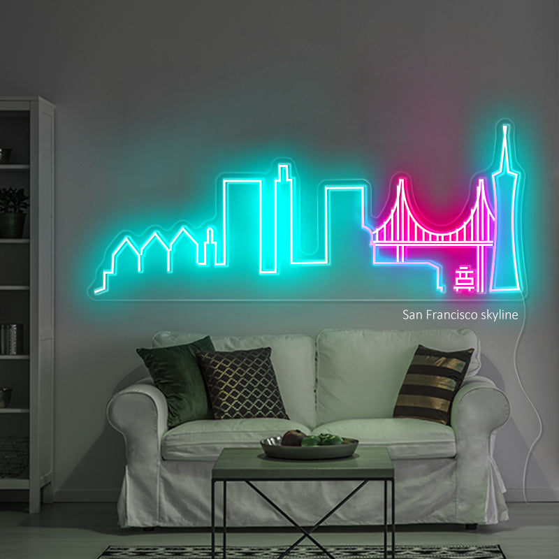 San Francisco skyline neon