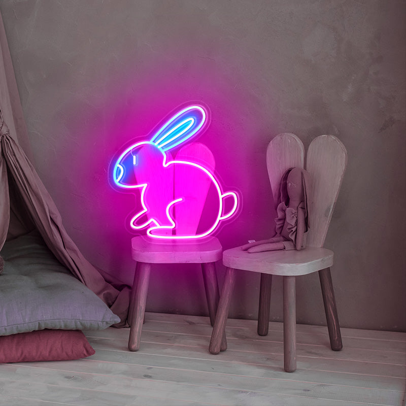 Cute rabbit led neon wall art