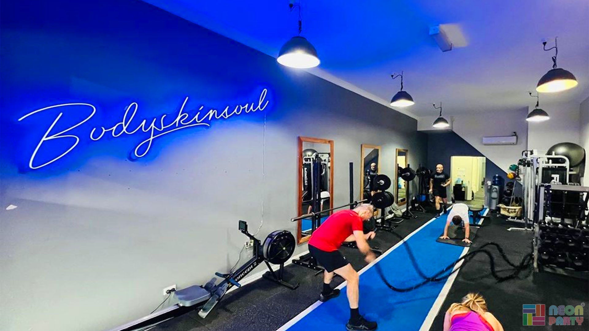 Neon Party’s Custom LED Neon Sign Enhanced BodySkinSoul’s Positive Fitness Space