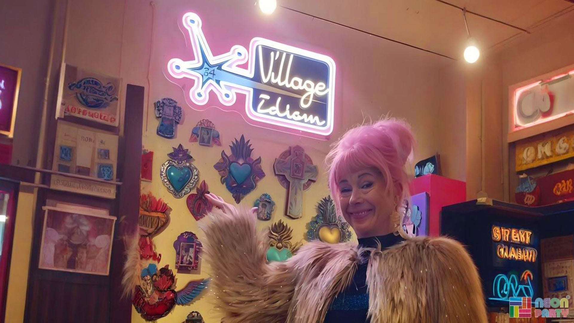 Neon Party Lighting Up the Village Idiom Boutique with Custom Creation