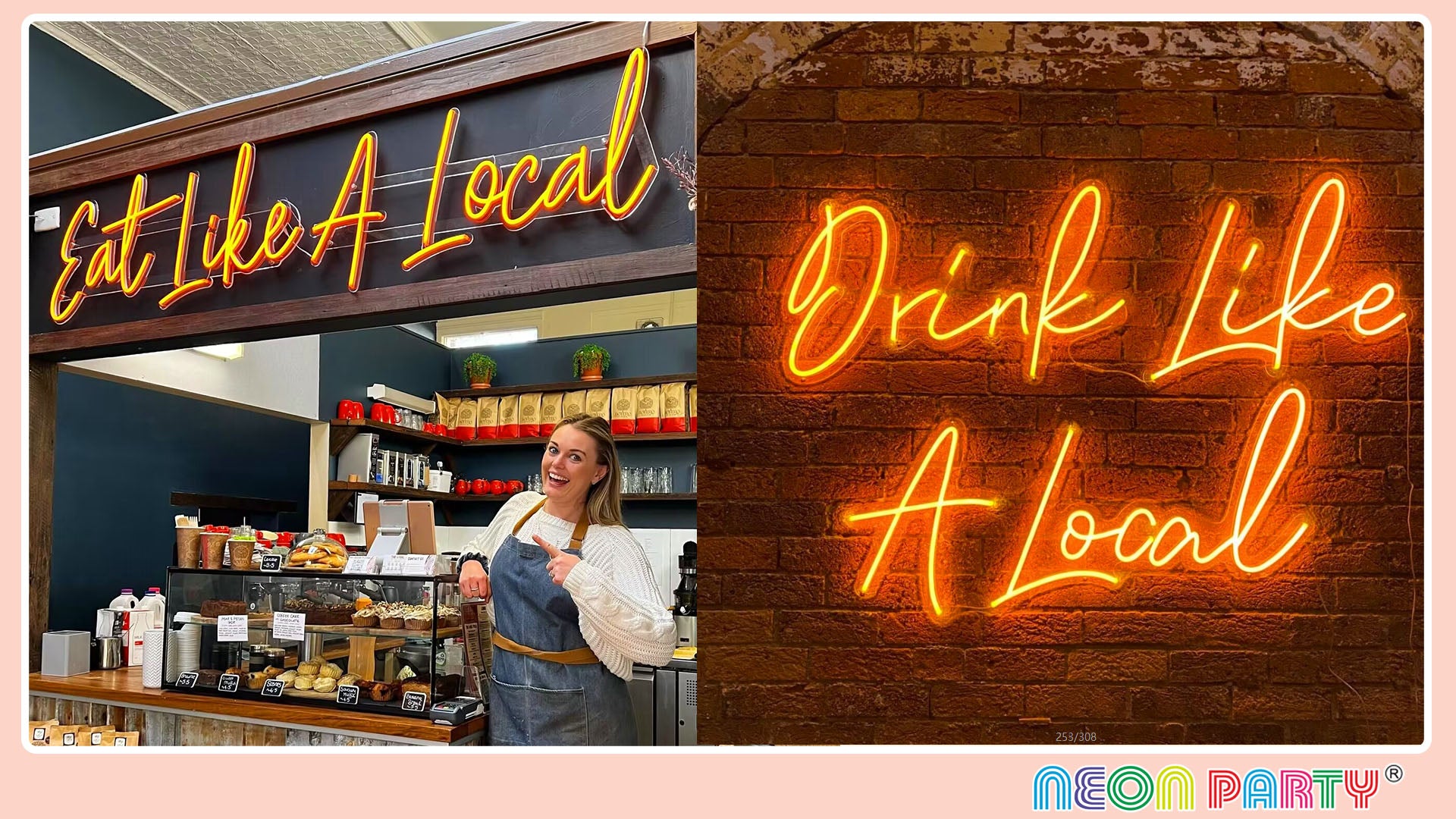 Orange neon signs light up your space