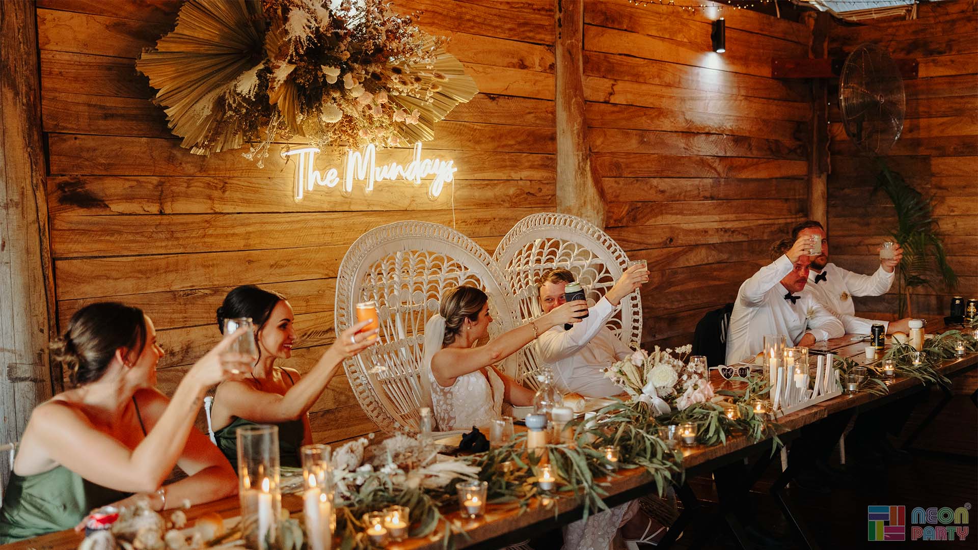 Neon Party's Custom LED Neon Sign Added Warmth and Charm to The Mundays' Wedding Day