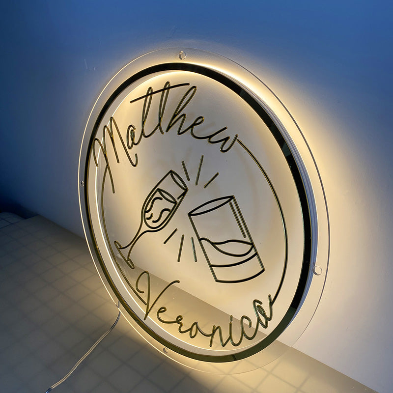 Neon Acrylic Round Backlit Signs|Customised 3D Text Logo neon signage