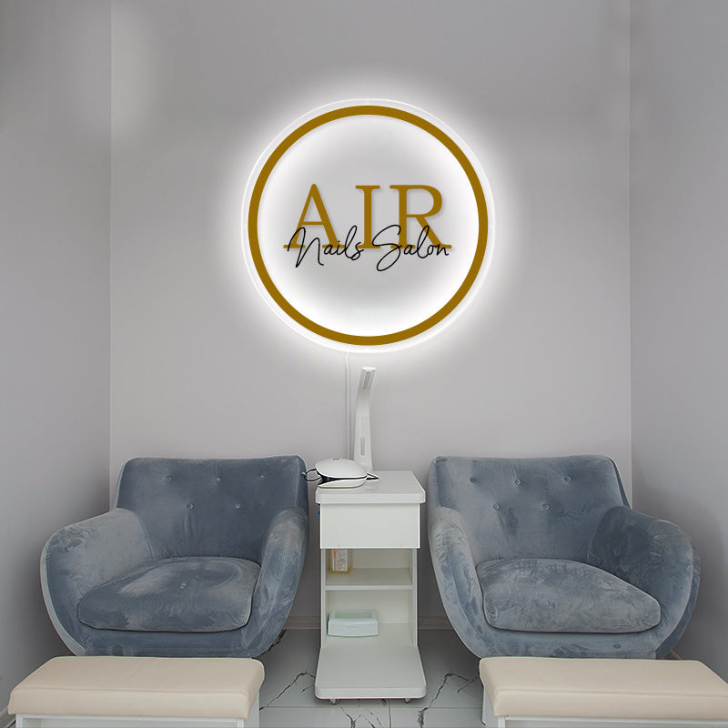 Neon Acrylic Round Backlit Signs For Hair Salon