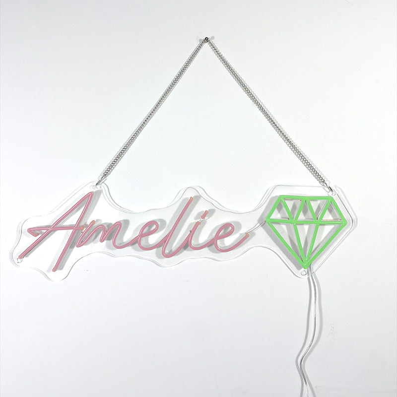Customisable name neon with diamond