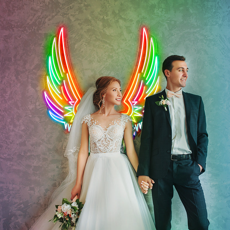 Rainbow Angel Wings Neon Sign