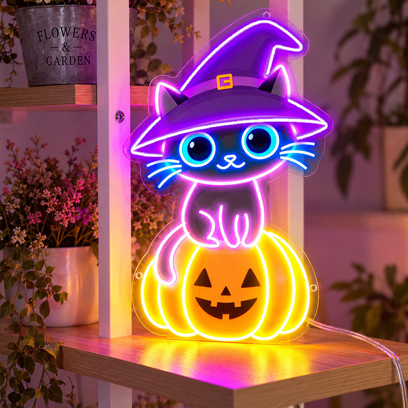 Black Cat Halloween Neon Sign