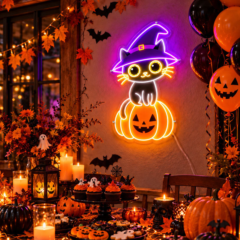 Black Cat Halloween Neon Sign