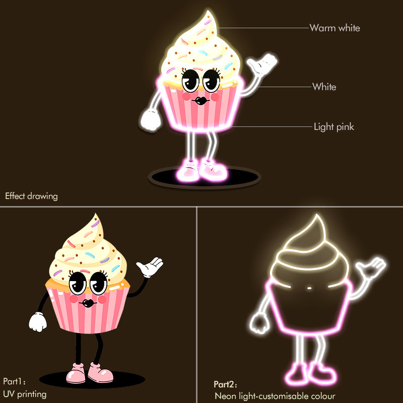 Cartoon UV Cupcake LED Neon Sign