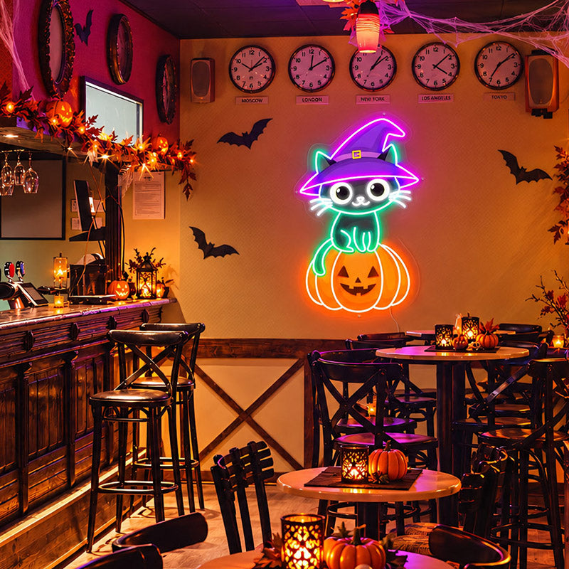 Black Cat Halloween Neon Sign