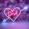 Customised Initials in Heart & Arrow LED neon sign