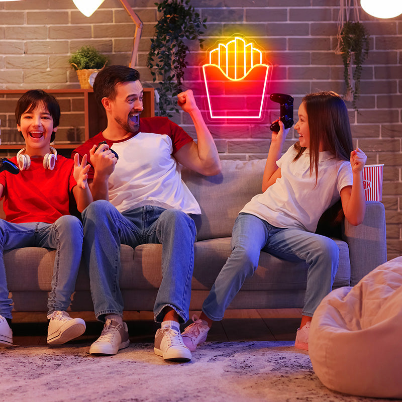 Hot Chips Neon Sign |French Fries LED Lights for Restaurants