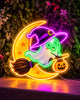 Cute Witch Ghost & Moon Halloween Neon Sign