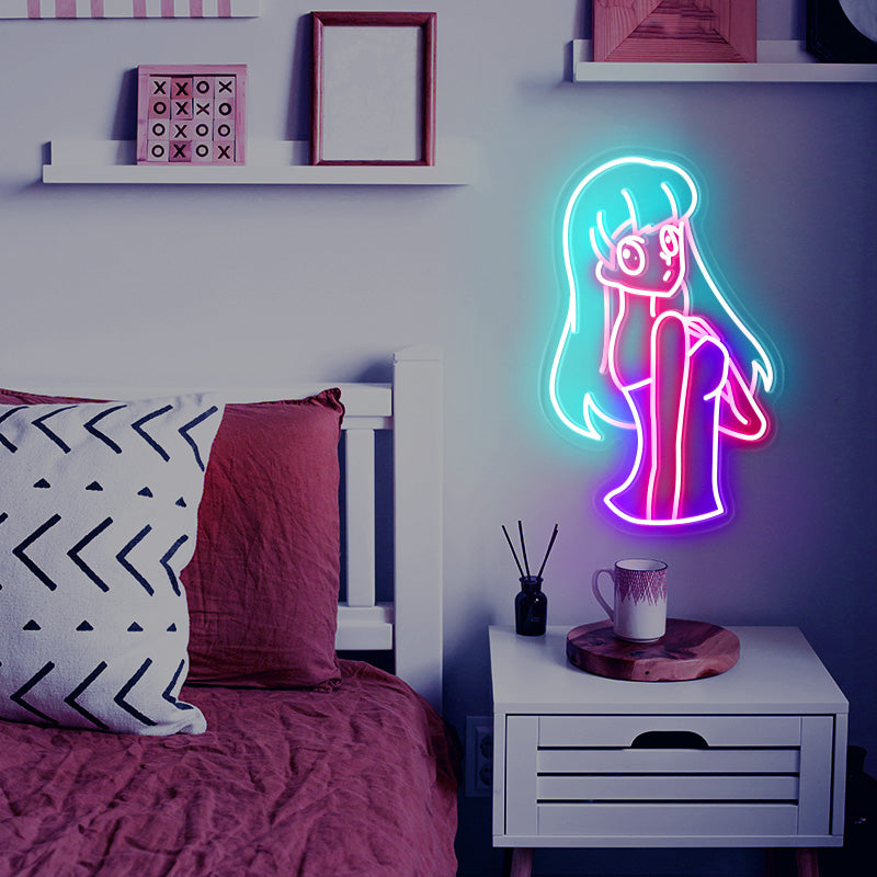 Anime pretty girl neon light