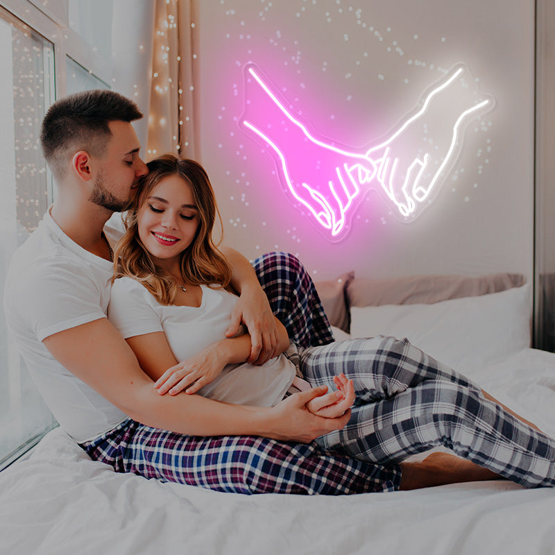 Holding hands by the pinky fingers LED neon sign