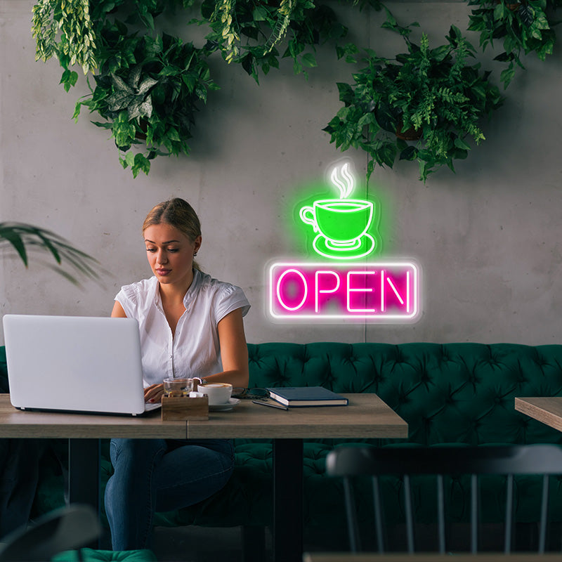 Coffee shop open sign