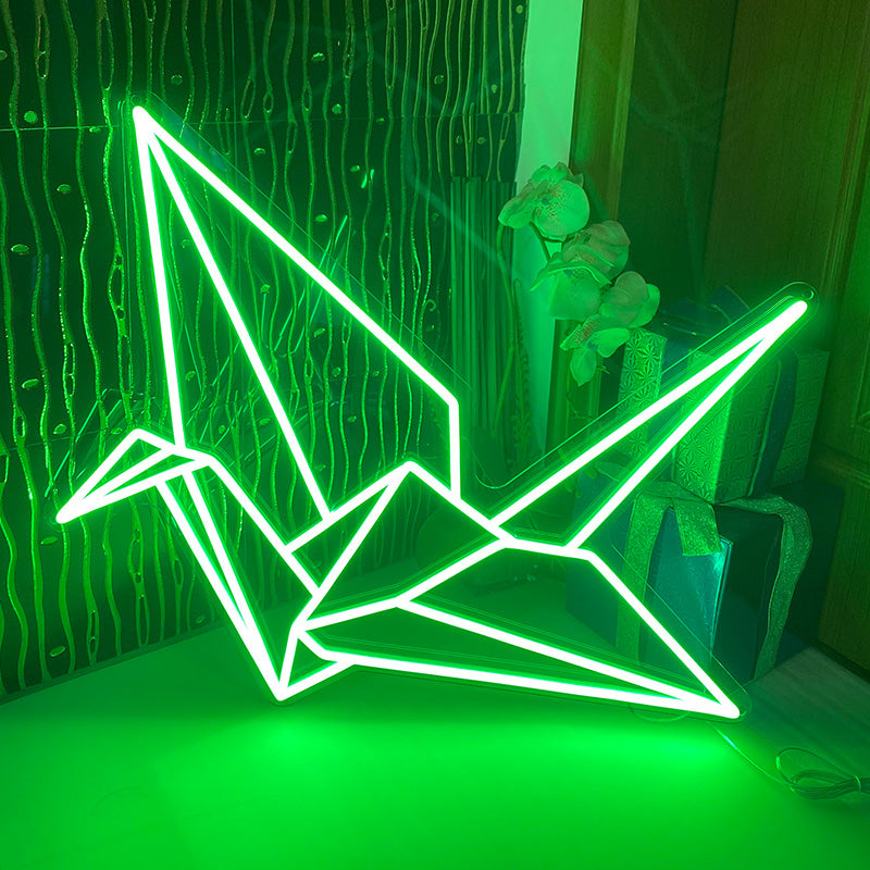Paper cranes neon light