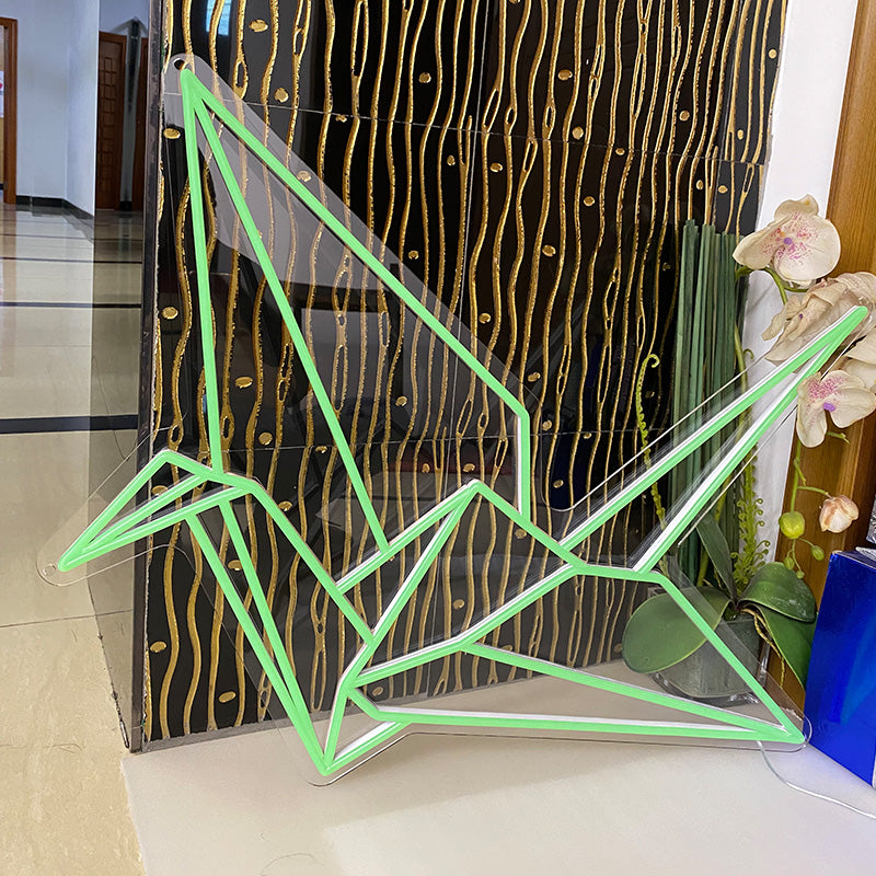 Paper cranes neon light