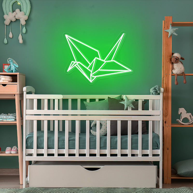 Paper cranes neon light