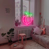 Peach with Green Leaves LED neon sign